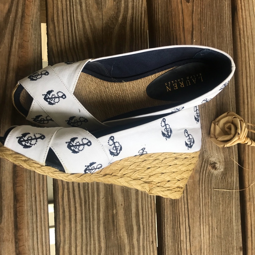 Ralph Lauren white anchor espadrilles 8!